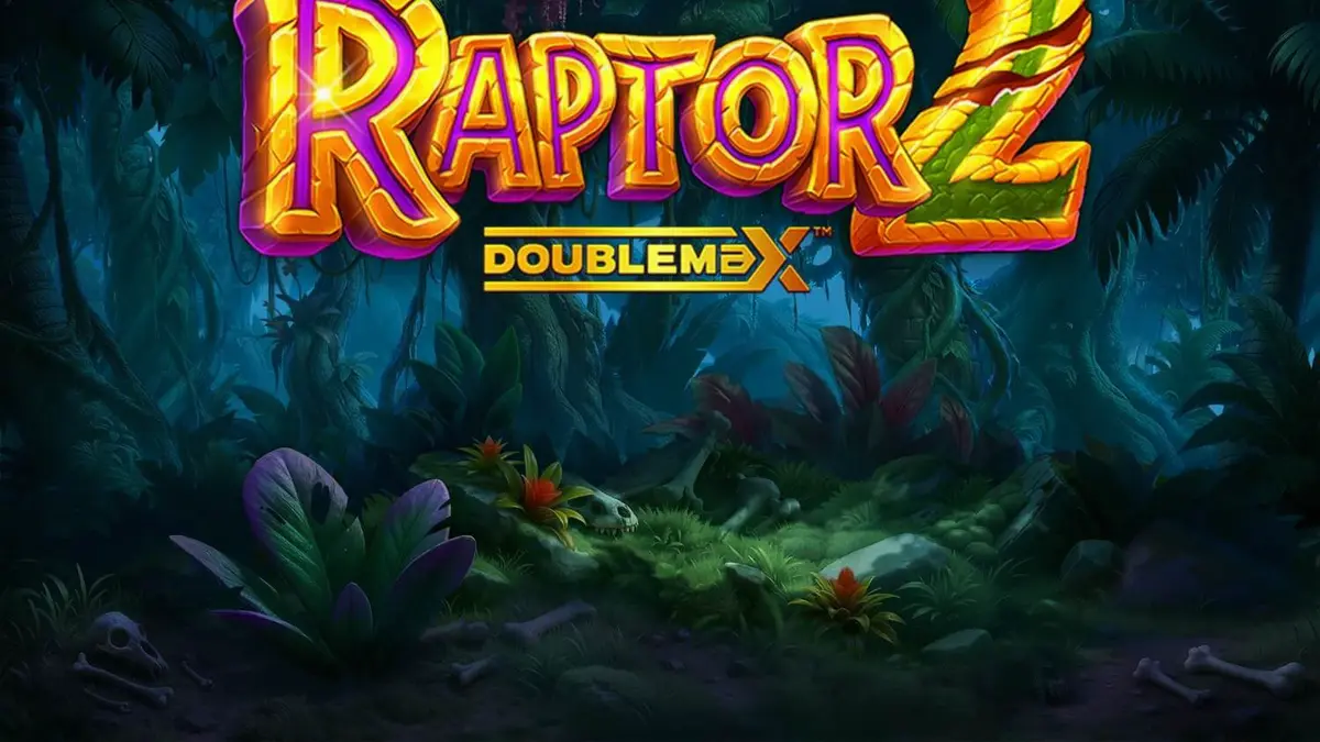 Tampilan visual slot Raptor 2 DoubleMax dengan tema dinosaurus dan hutan prasejarah
